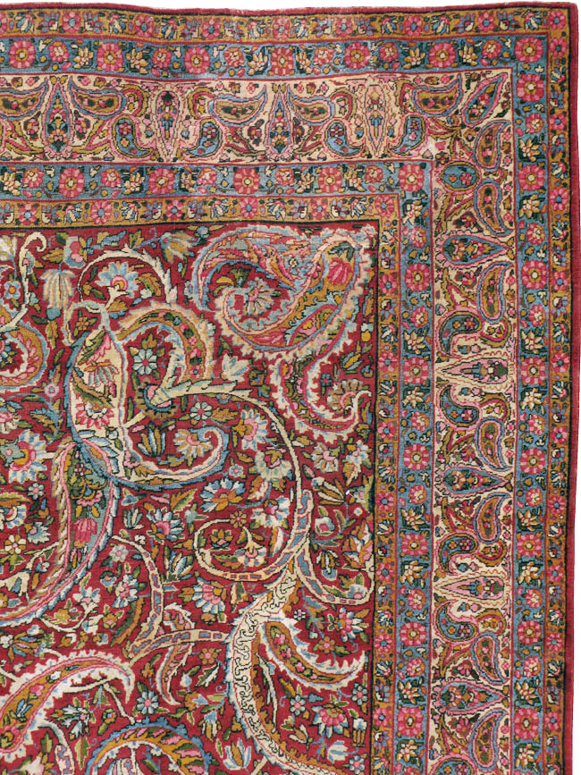 Antique Persian Lavar Kerman Carpet, No.8798 - Staging