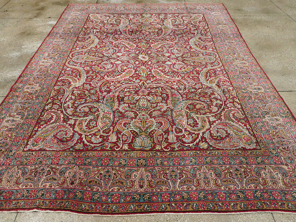 Antique Persian Lavar Kerman Carpet, No.8798 - Staging