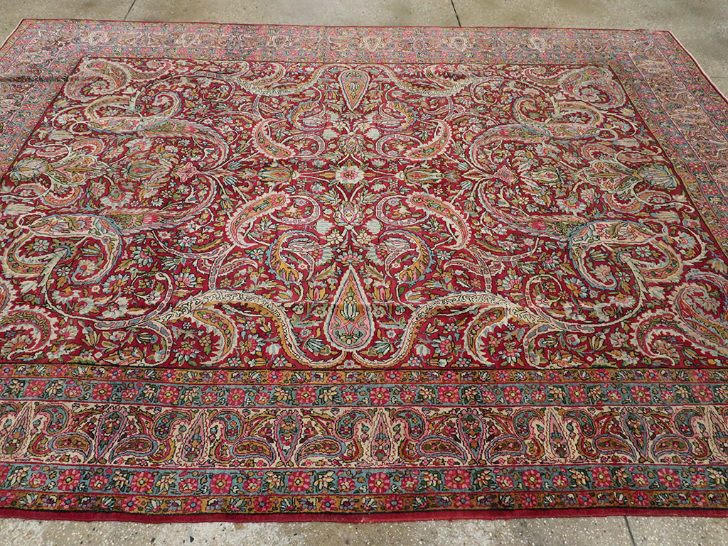 Antique Persian Lavar Kerman Carpet, No.8798 - Staging