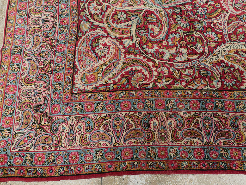 Antique Persian Lavar Kerman Carpet, No.8798 - Staging