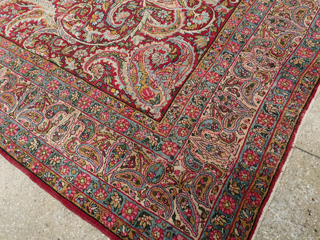 Antique Persian Lavar Kerman Carpet, No.8798 - Staging