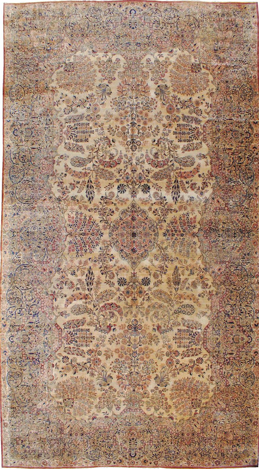 Vintage Persian Kerman Carpet, No.8822 - Staging