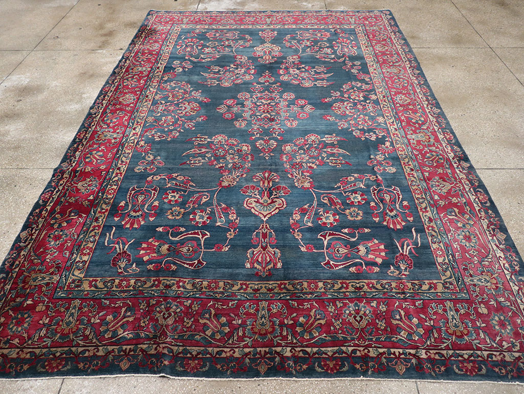 Antique Persian Lavar Kerman Carpet, No.8832 - Staging