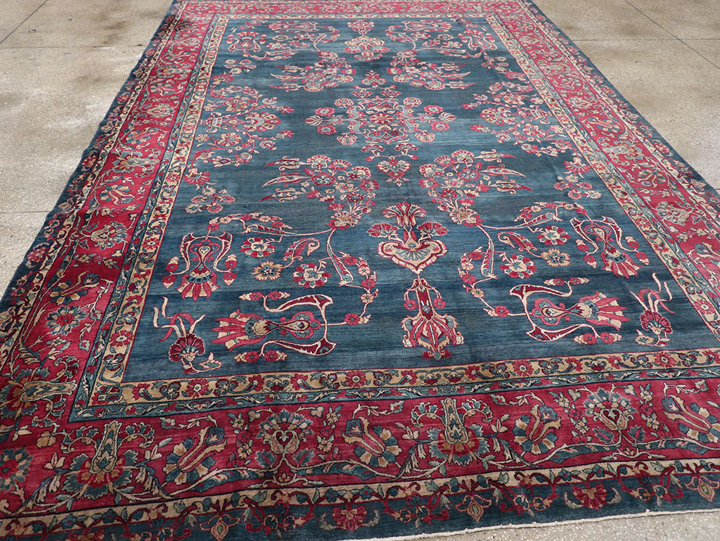 Antique Persian Lavar Kerman Carpet, No.8832 - Staging