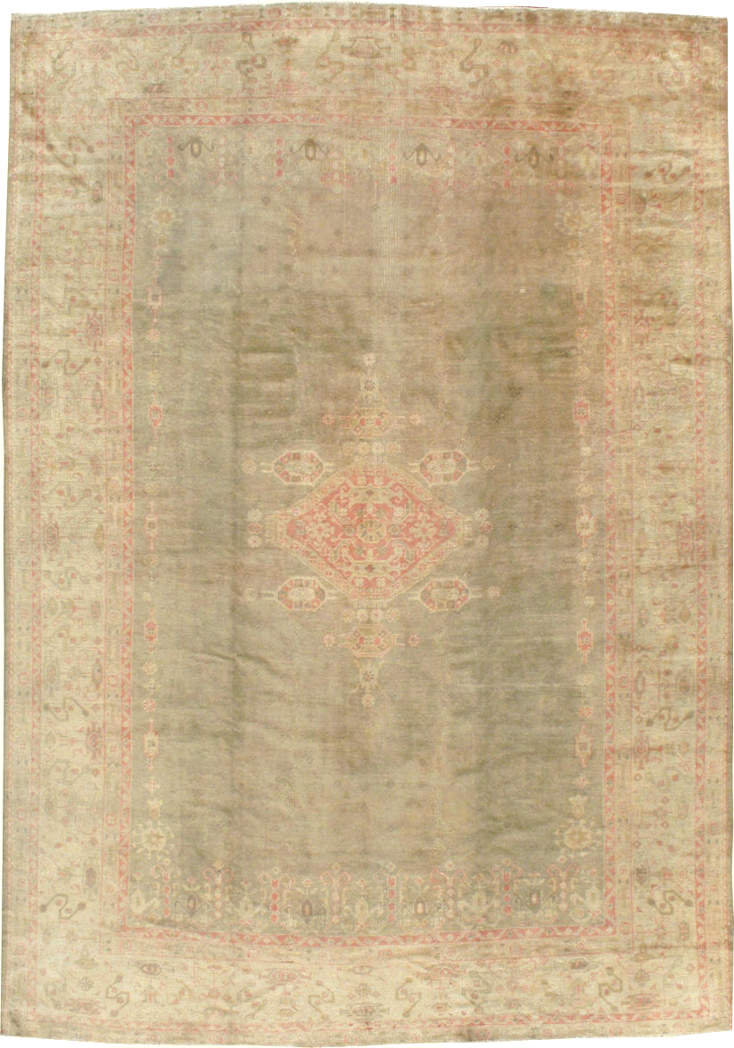 Antique Turkish Oushak Carpet, No.8850 - Staging