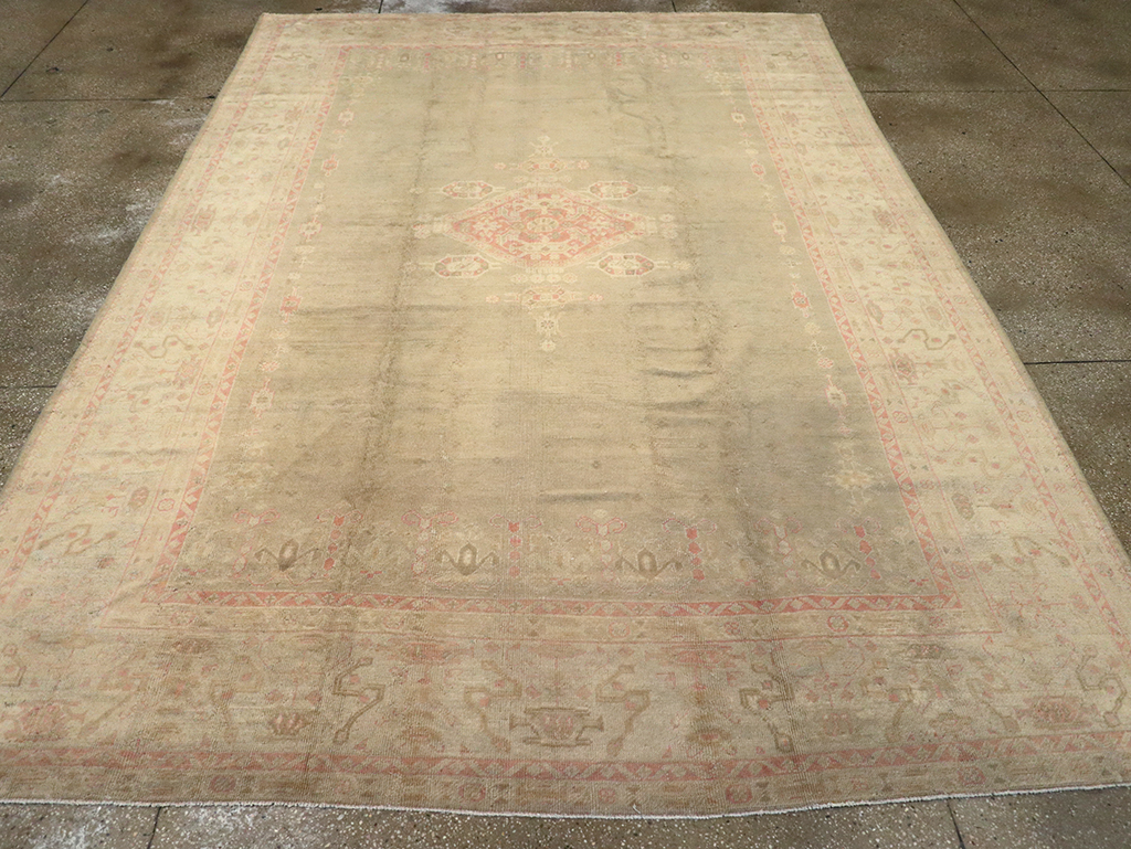 Antique Turkish Oushak Carpet, No.8850 - Staging