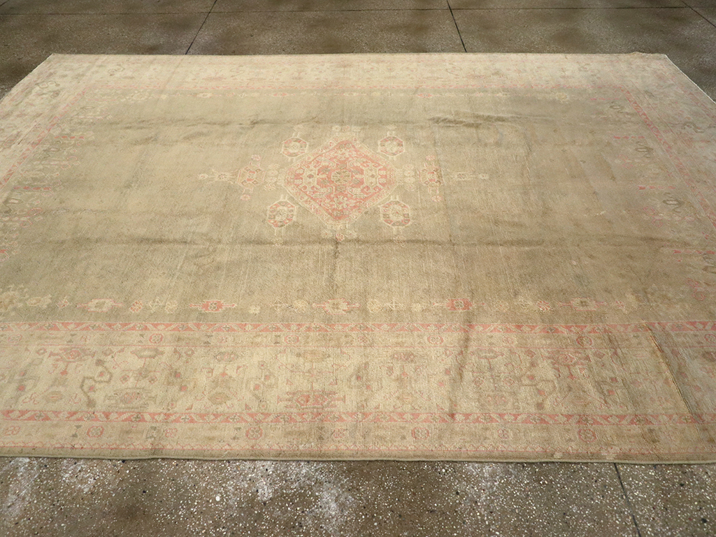 Antique Turkish Oushak Carpet, No.8850 - Staging