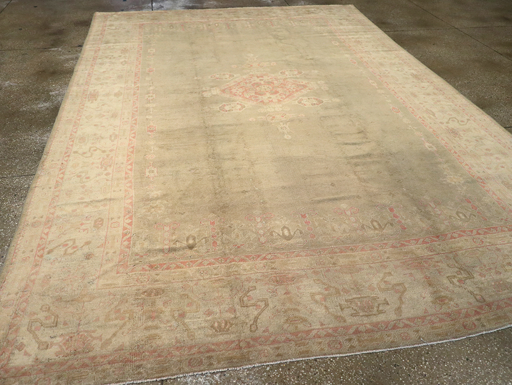 Antique Turkish Oushak Carpet, No.8850 - Staging
