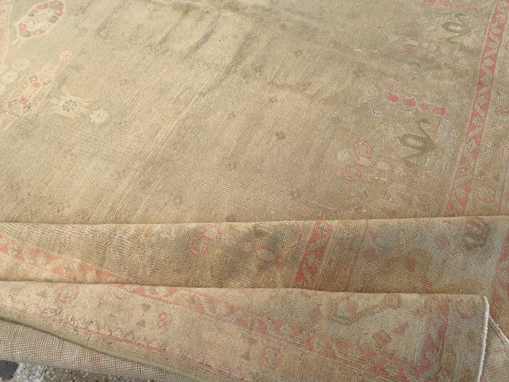 Antique Turkish Oushak Carpet, No.8850 - Staging
