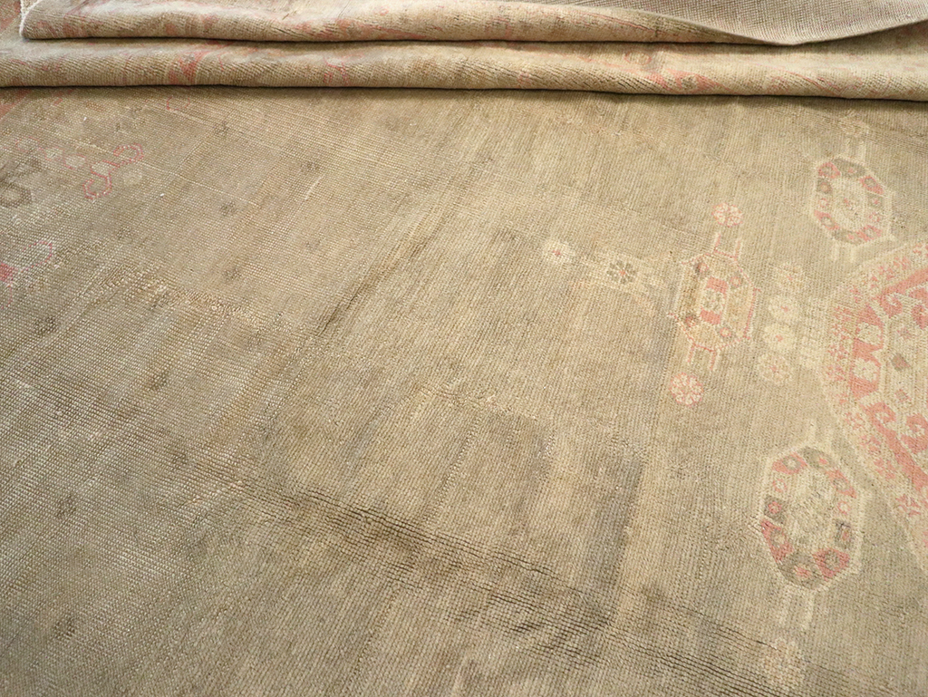 Antique Turkish Oushak Carpet, No.8850 - Staging