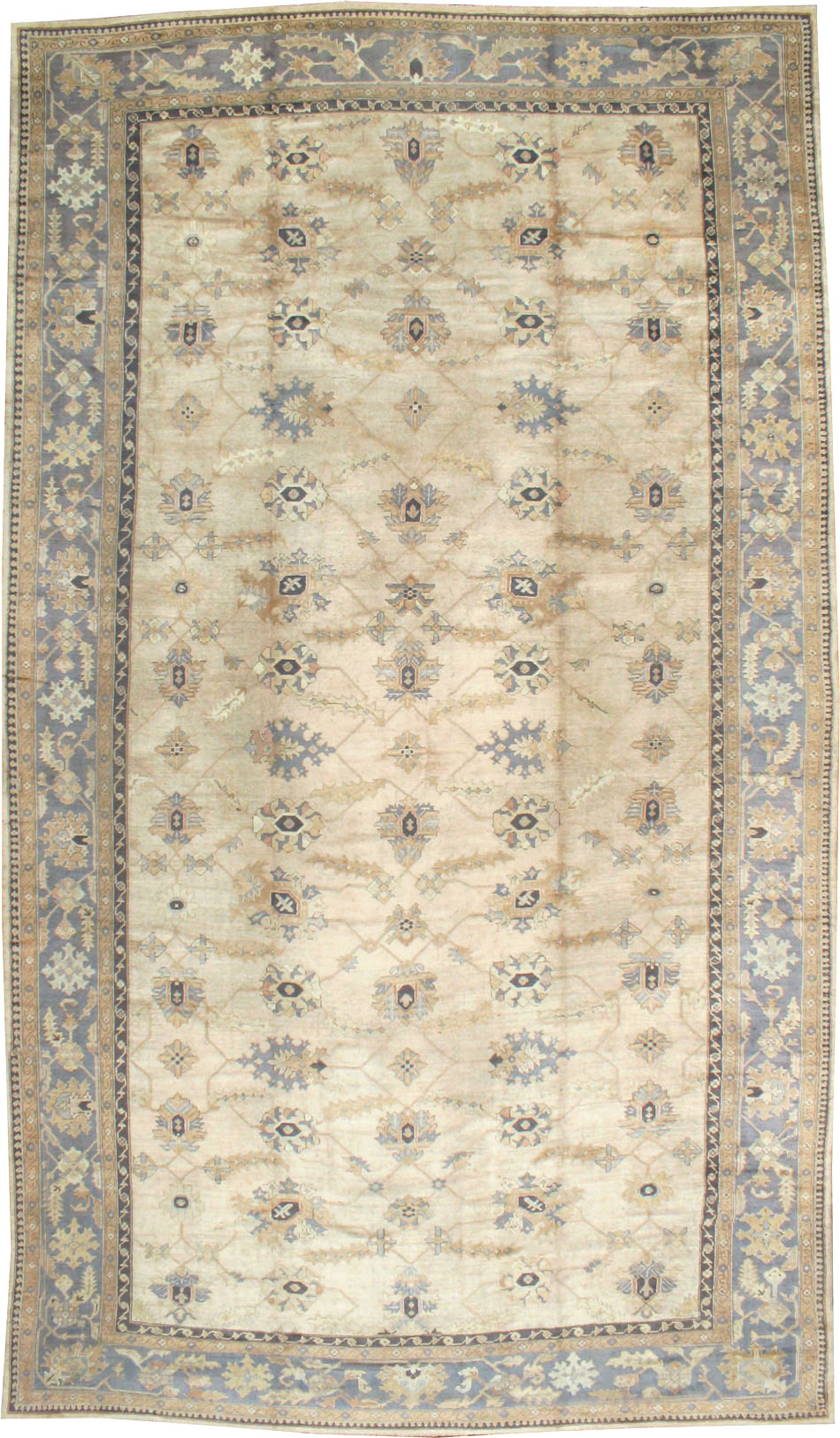 Antique Turkish Oushak Carpet, No.8859 - Staging
