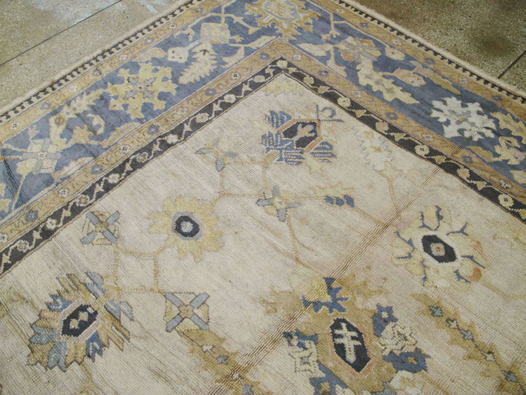 Antique Turkish Oushak Carpet, No.8859 - Staging