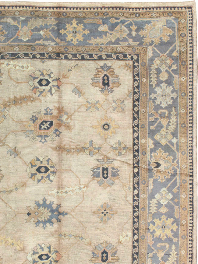 Antique Turkish Oushak Carpet, No.8859 - Staging