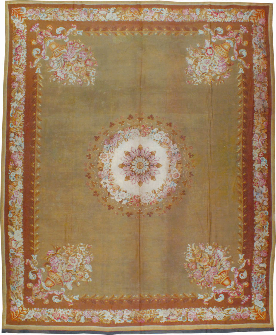 Antique French Aubusson Carpet, No.8866 - Staging