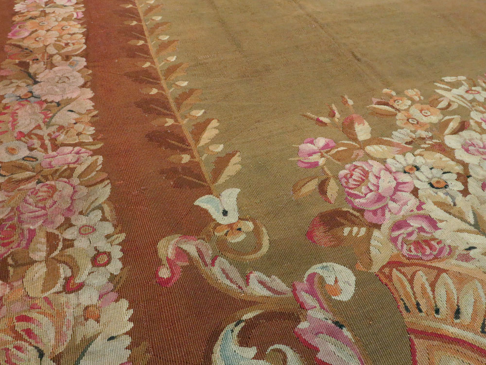 Antique French Aubusson Carpet, No.8866 - Staging