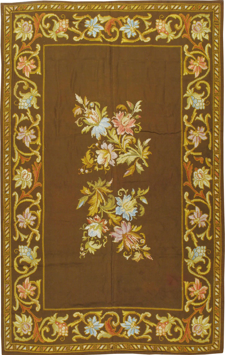 Vintage Ukrainian Needlepoint Accent Rug, No.8879 - Staging