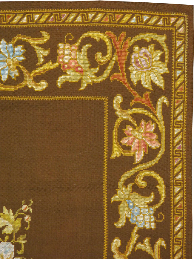 Vintage Ukrainian Needlepoint Accent Rug, No.8879 - Staging