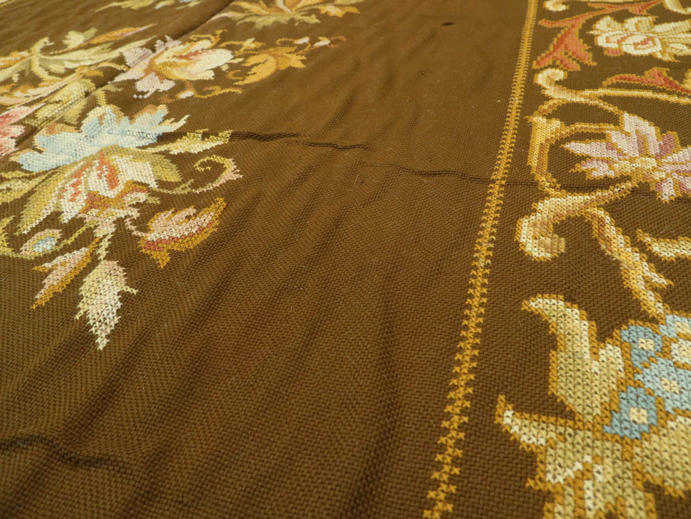 Vintage Ukrainian Needlepoint Accent Rug, No.8879 - Staging