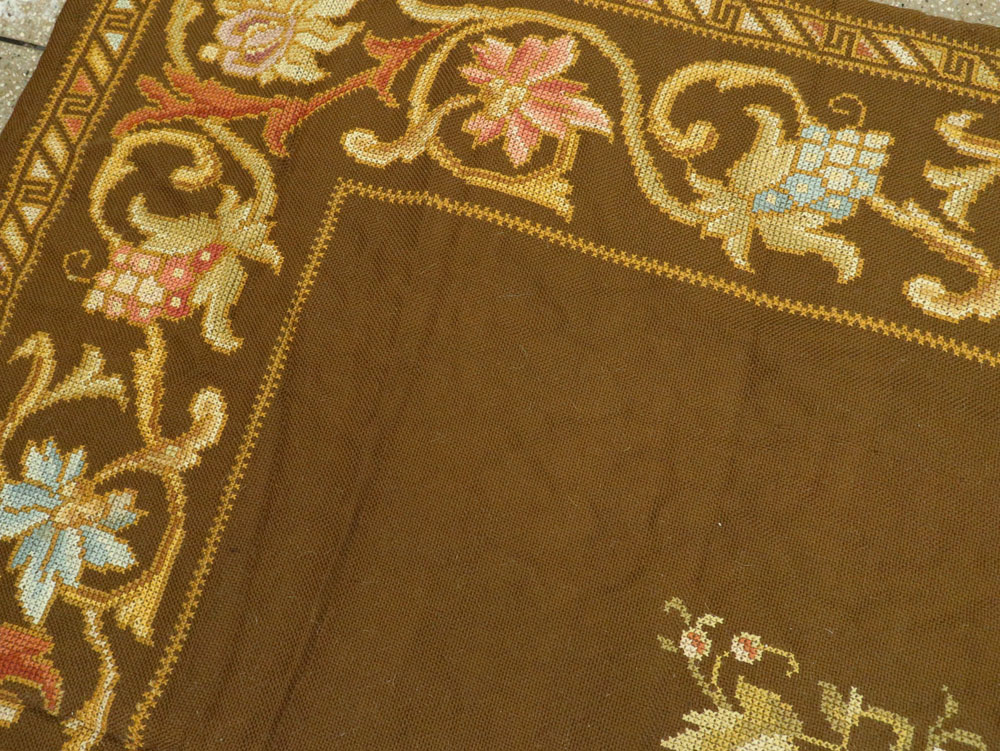 Vintage Ukrainian Needlepoint Accent Rug, No.8879 - Staging