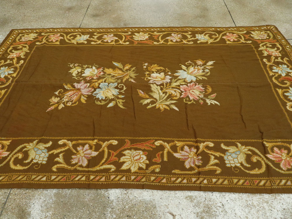 Vintage Ukrainian Needlepoint Accent Rug, No.8879 - Staging
