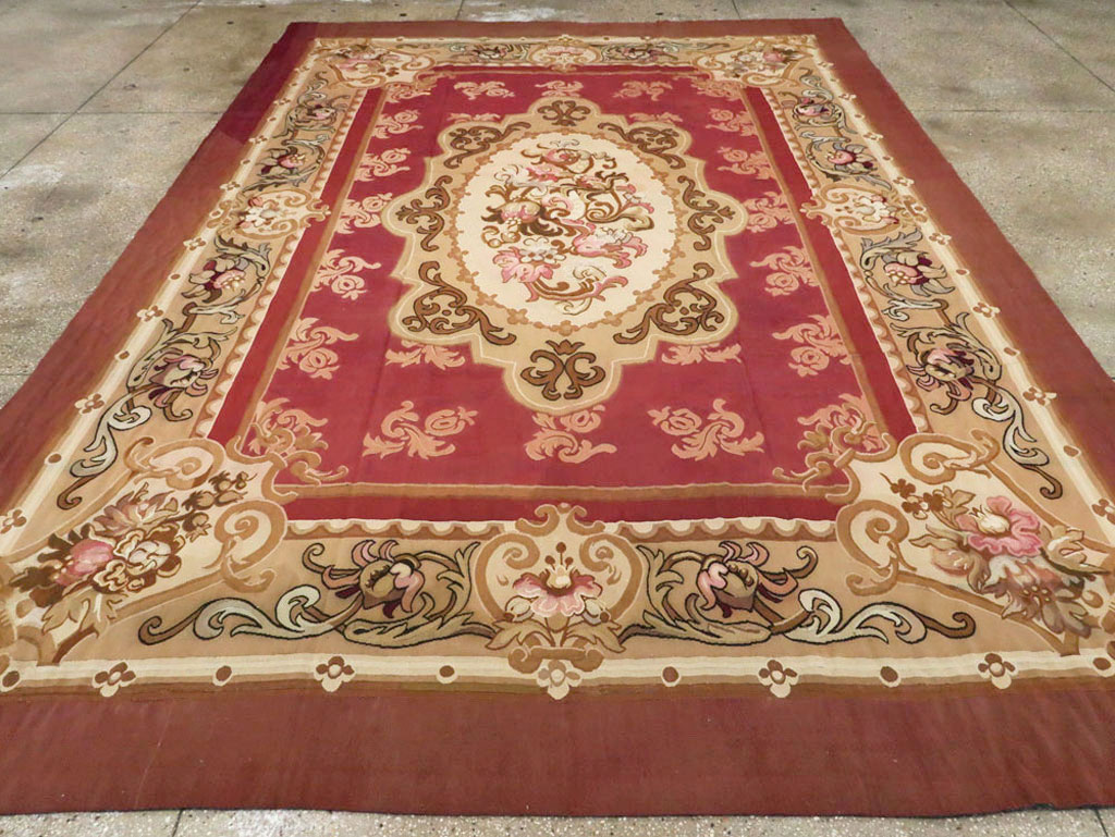 Antique French Aubusson Carpet, No.8890 - Staging