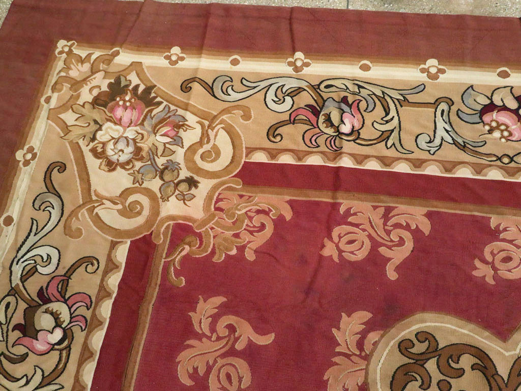 Antique French Aubusson Carpet, No.8890 - Staging