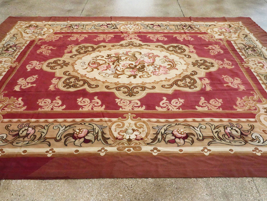Antique French Aubusson Carpet, No.8890 - Staging