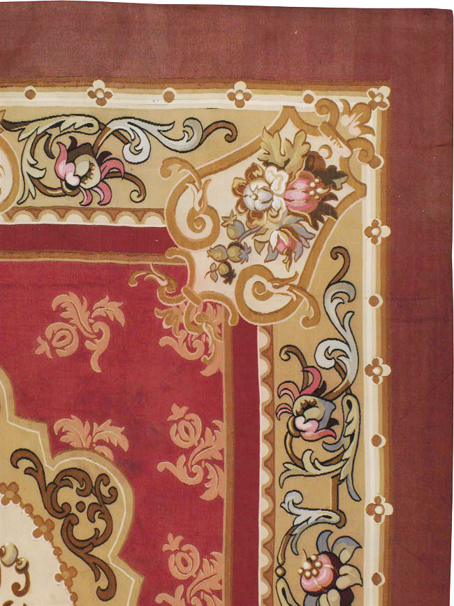 Antique French Aubusson Carpet, No.8890 - Staging