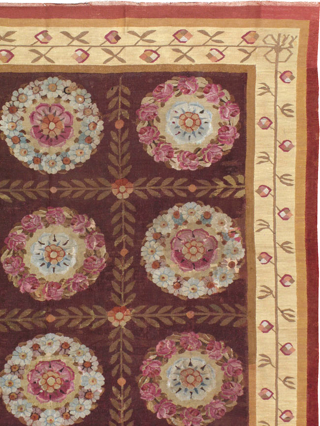 Antique French Flatweave Aubusson Large Carpet, No.8905 - Staging