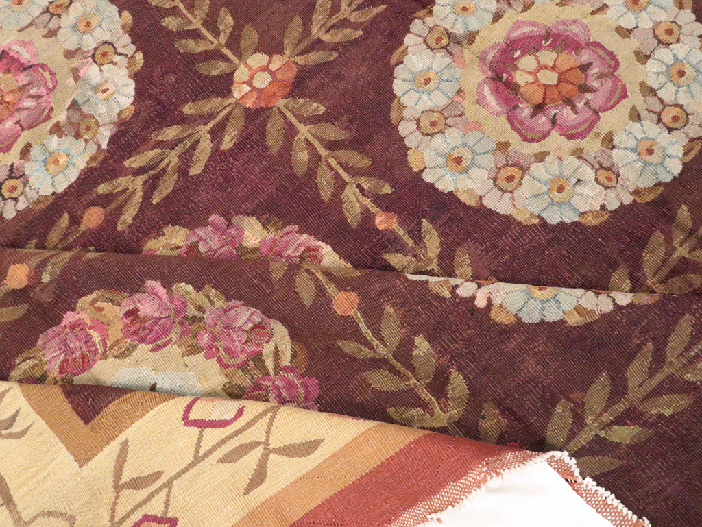 Antique French Flatweave Aubusson Large Carpet, No.8905 - Staging