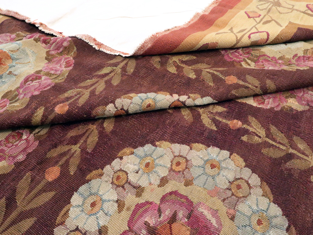 Antique French Flatweave Aubusson Large Carpet, No.8905 - Staging