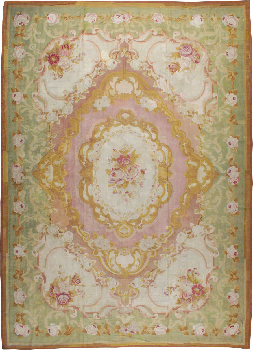 Antique French Aubusson Carpet, No.8909 - Staging