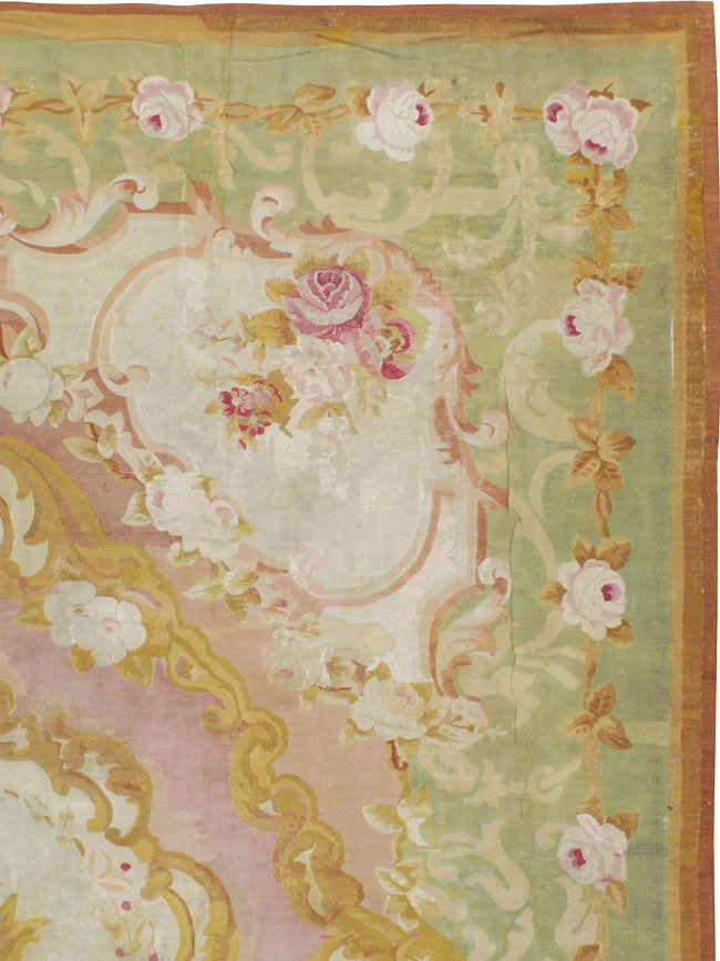 Antique French Aubusson Carpet, No.8909 - Staging