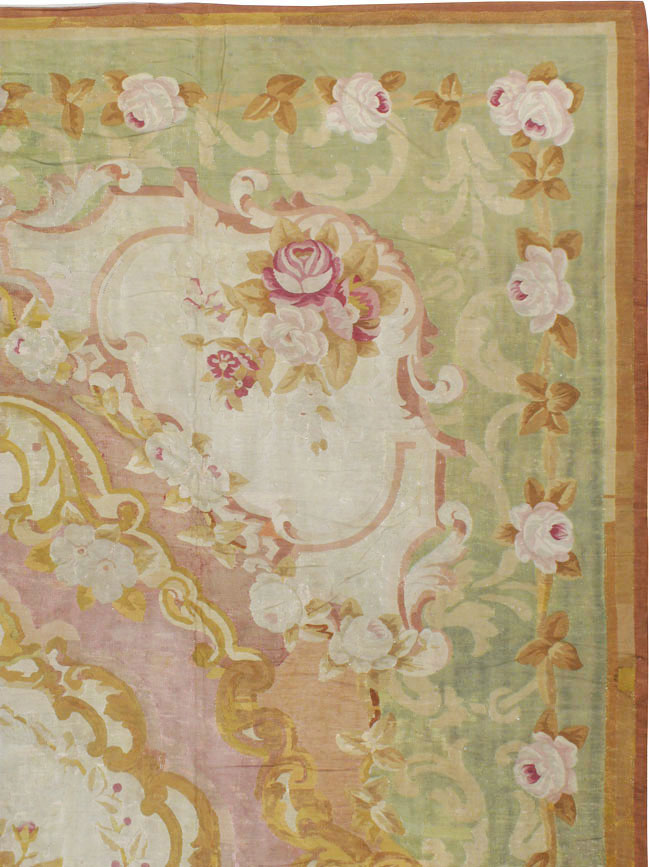 Antique French Aubusson Carpet, No.8909 - Staging