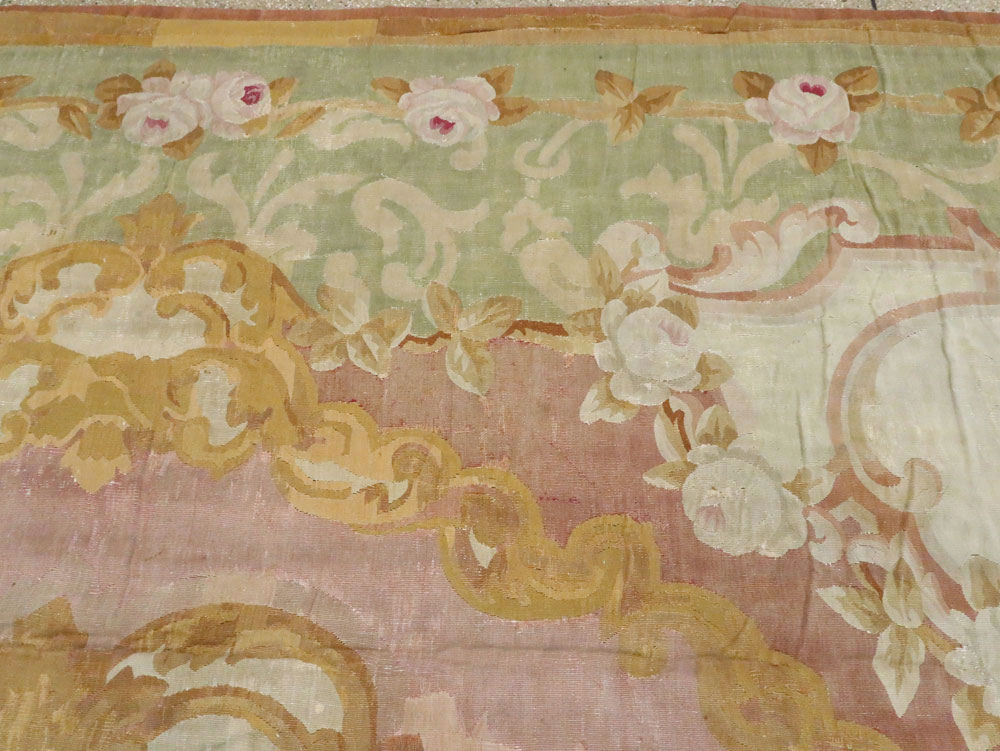 Antique French Aubusson Carpet, No.8909 - Staging