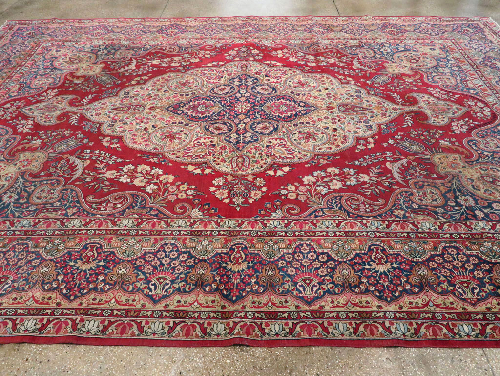 Vintage Persian Lavar Kerman Room Size Carpet, No.8944 - Staging