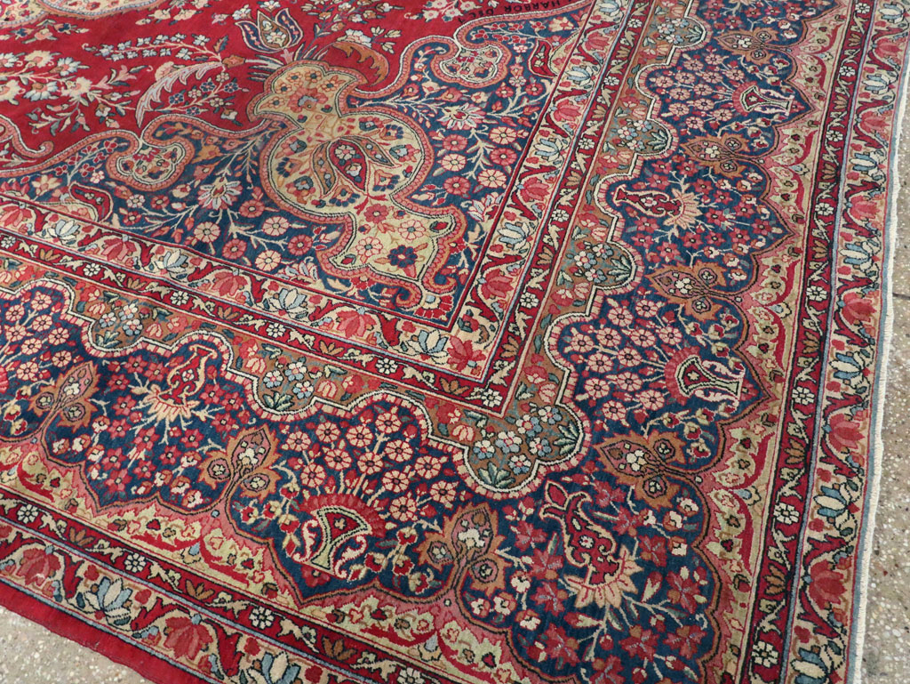 Vintage Persian Lavar Kerman Room Size Carpet, No.8944 - Staging