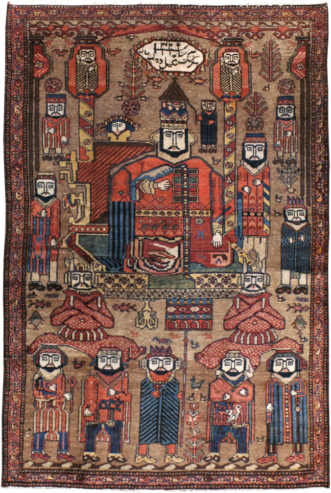 Antique Persian Malayer Pictorial Rug, No.8963 - Staging