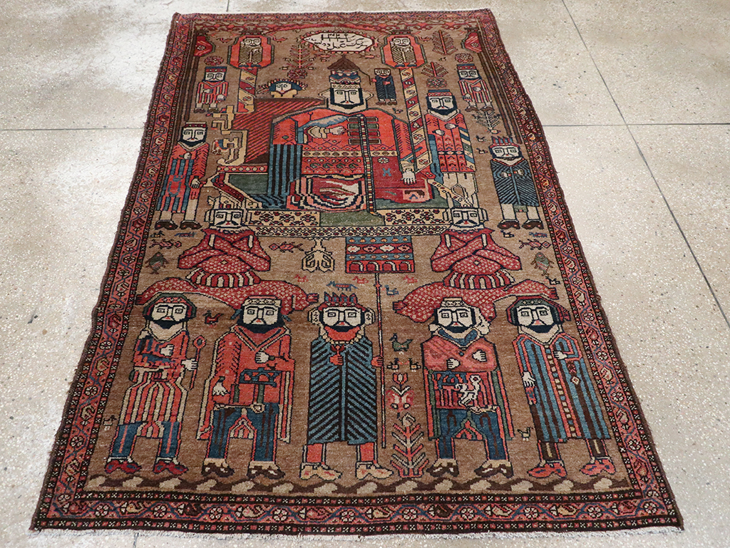 Antique Persian Malayer Pictorial Rug, No.8963 - Staging