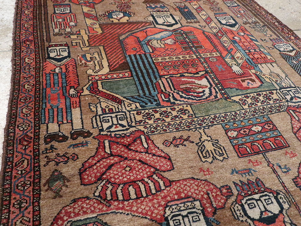 Antique Persian Malayer Pictorial Rug, No.8963 - Staging