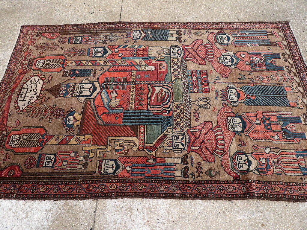 Antique Persian Malayer Pictorial Rug, No.8963 - Staging