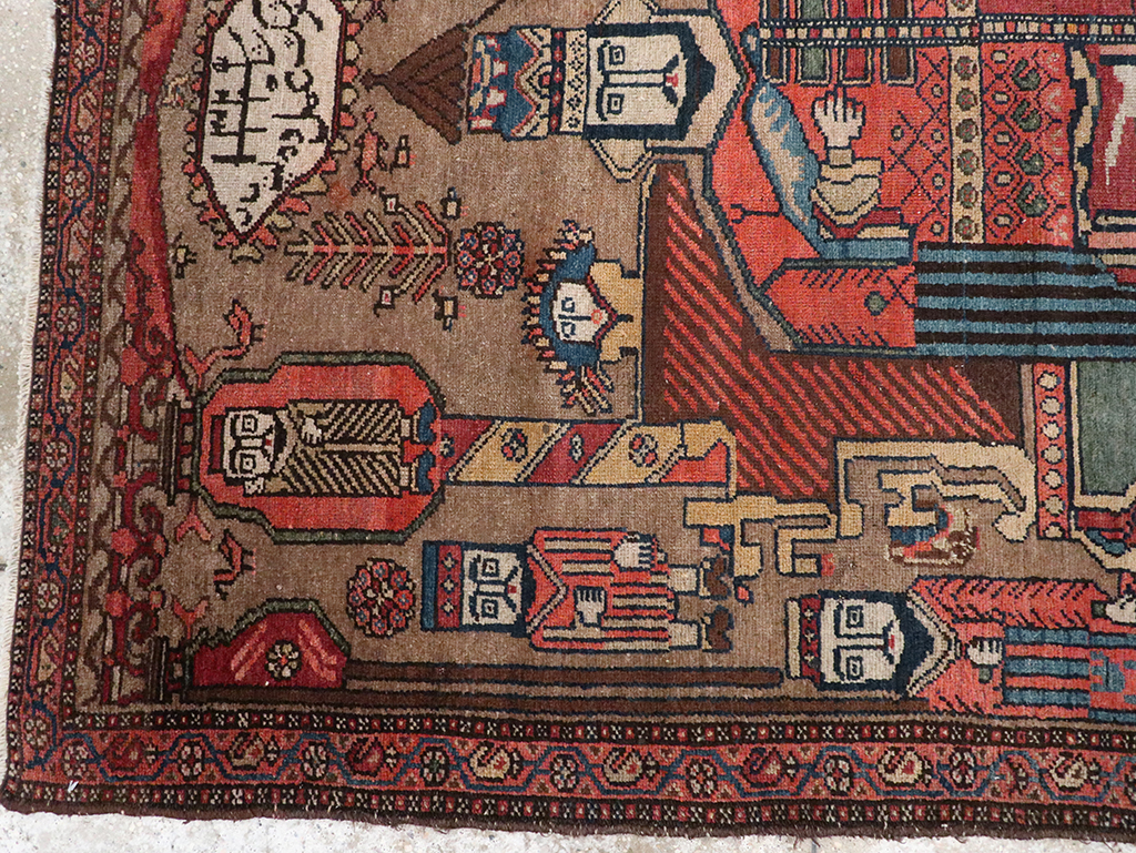 Antique Persian Malayer Pictorial Rug, No.8963 - Staging