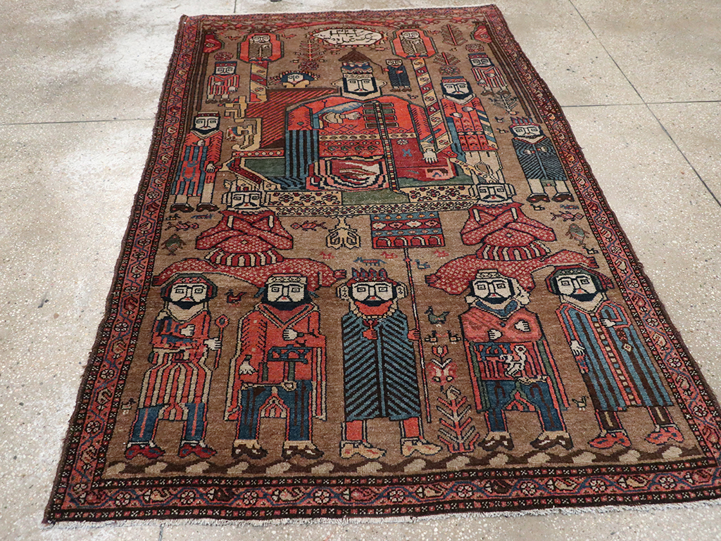 Antique Persian Malayer Pictorial Rug, No.8963 - Staging