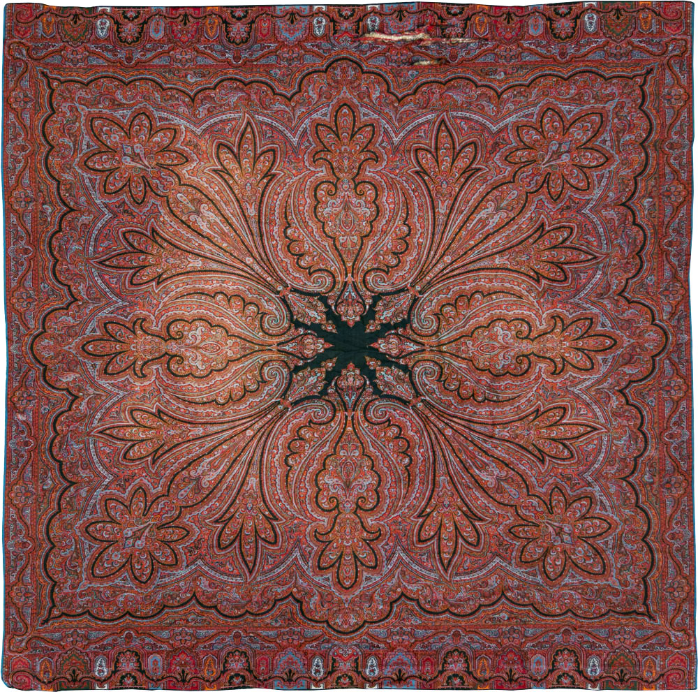 Vintage Jacquard Indian Textile Shawl, No.9021 - Staging