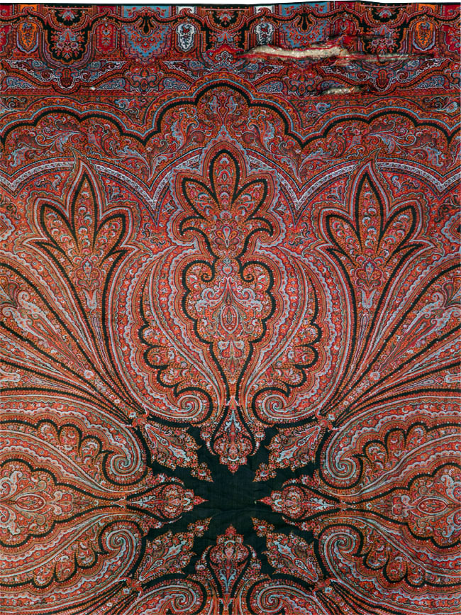 Vintage Jacquard Indian Textile Shawl, No.9021 - Staging