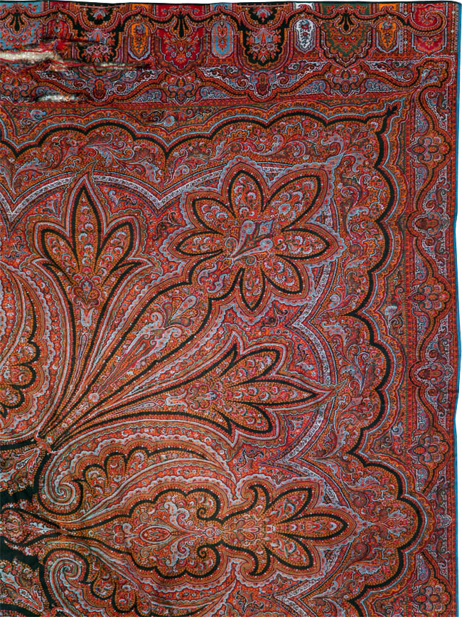 Vintage Jacquard Indian Textile Shawl, No.9021 - Staging