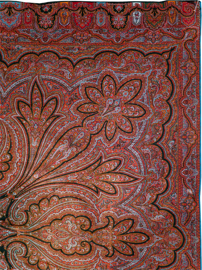 Vintage Jacquard Indian Textile Shawl, No.9021 - Staging