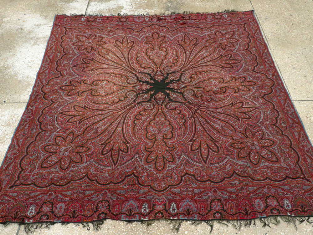 Vintage Jacquard Indian Textile Shawl, No.9021 - Staging
