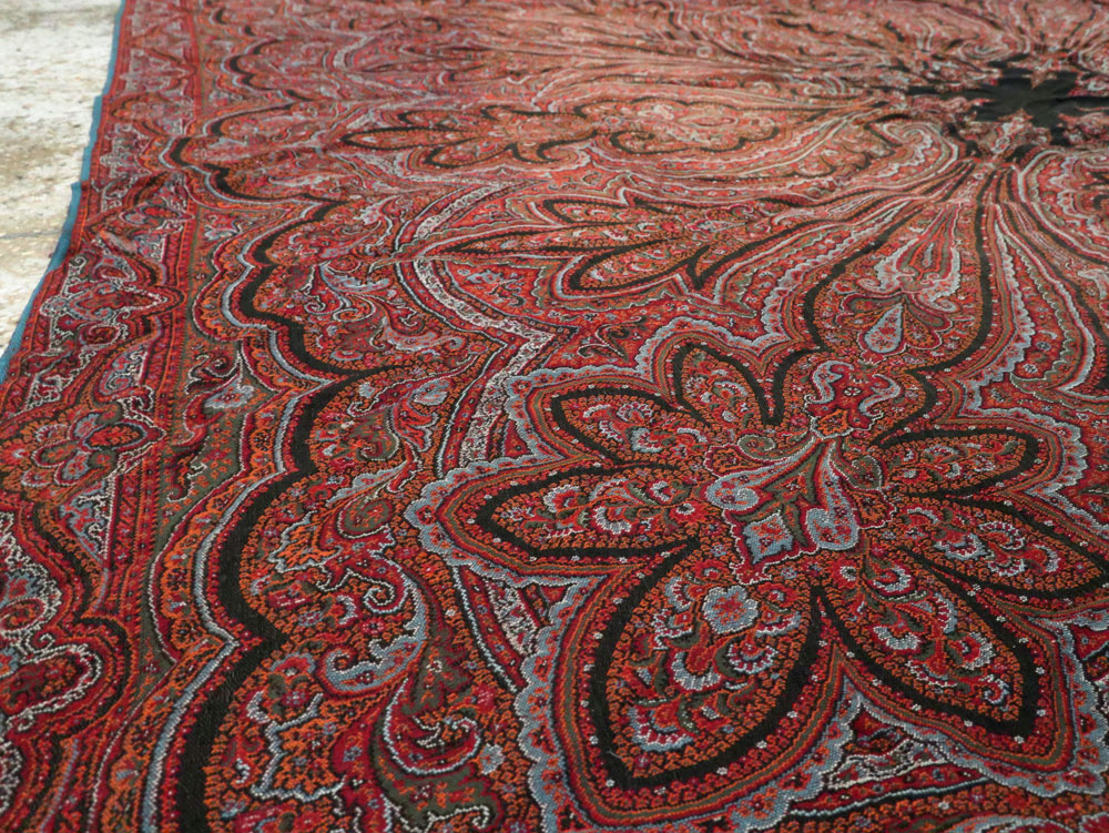 Vintage Jacquard Indian Textile Shawl, No.9021 - Staging