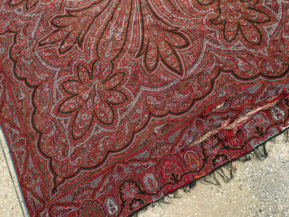 Vintage Jacquard Indian Textile Shawl, No.9021 - Staging